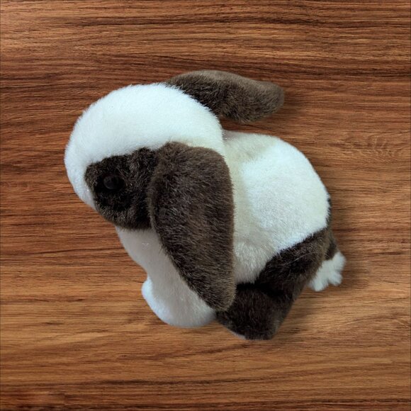 vintage Small Lemonwood Asia Brown & White Plush Bunny Rabbit Toy 8"  Realistic - Picture 3 of 10